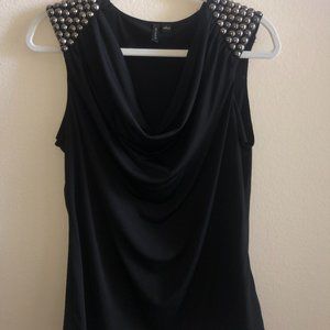 INOIS Black Tank Top with Metallic Detailing
